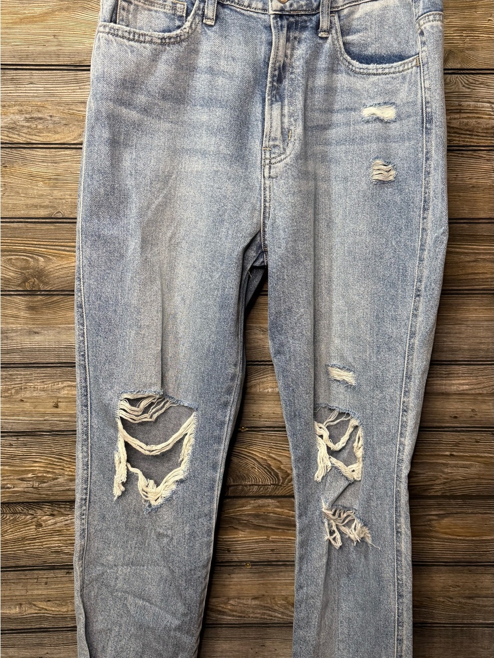 Flying Monkey Light Wash Cropped Distressed Boyfriend Jeans